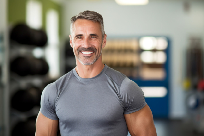 Smiling male PE teacher at work Smiling male PE teacher at work