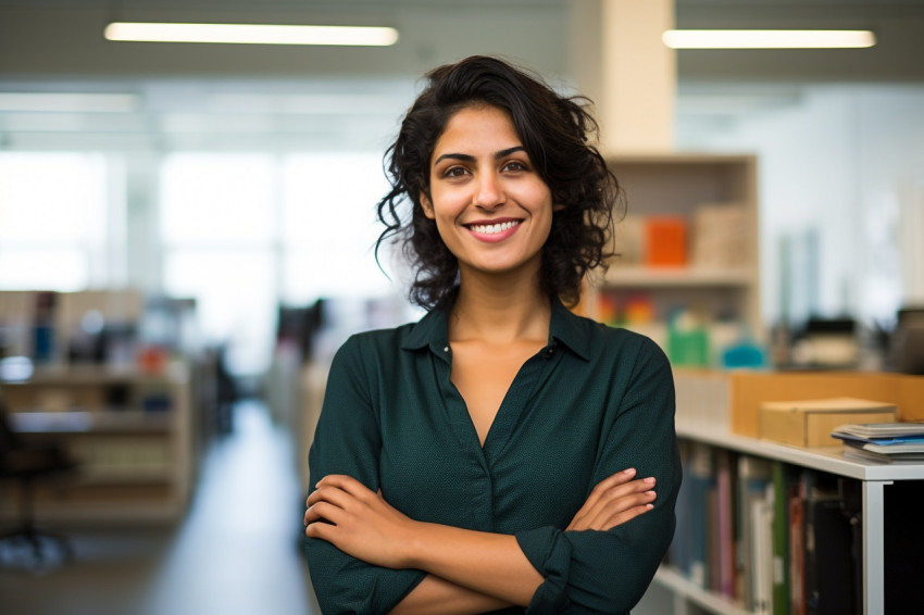 Happy international student working on blurred background Happy international student working on blurred background