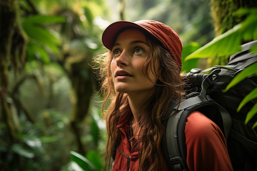Lady hiking New Zealand forest trails Lady hiking New Zealand forest trails