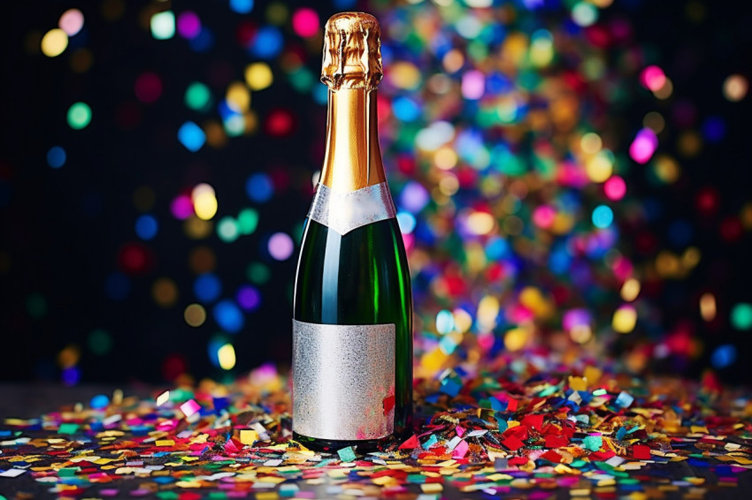 Champagne bottle with confetti celebration Champagne bottle with confetti celebration