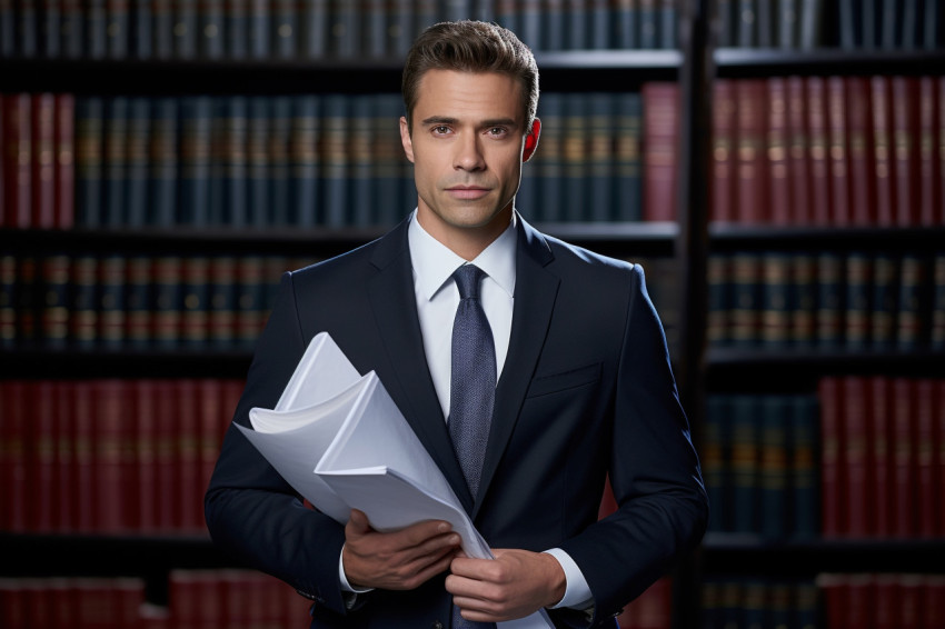 Sharp attorney exudes confidence in a well fitting suit Sharp attorney exudes confidence in a well fitting suit
