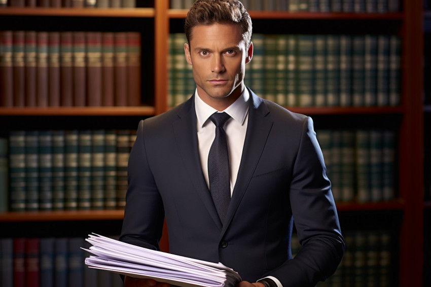 Sharp attorney exudes confidence in a well fitting suit Sharp attorney exudes confidence in a well fitting suit