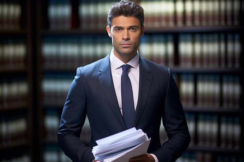 Sharp attorney exudes confidence in a well fitting suit Sharp attorney exudes confidence in a well fitting suit