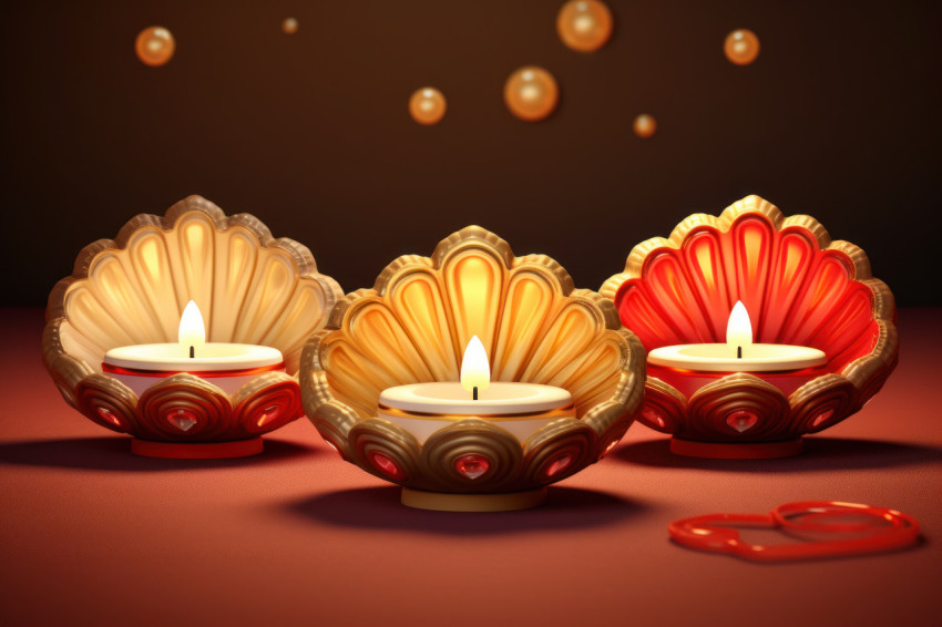 Diwali oil lamps glowing in a dark background Diwali oil lamps glowing in a dark background