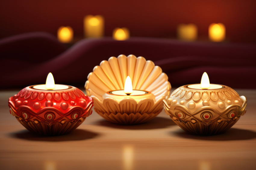 Diwali oil lamps glowing in a dark background Diwali oil lamps glowing in a dark background