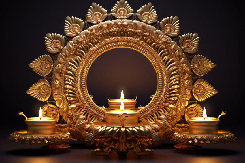 Celebrate Diwali with stunning 3D rendering of traditional diya lamps and festive decorations Celebrate Diwali with stunning 3D rendering of traditional diya lamps and festive decorations