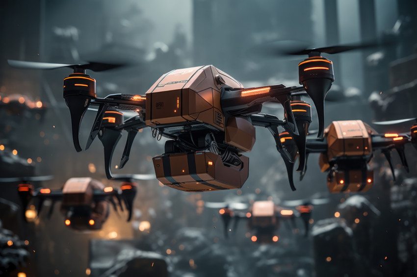 Futuristic delivery drones in urban hub efficient autonomous sys