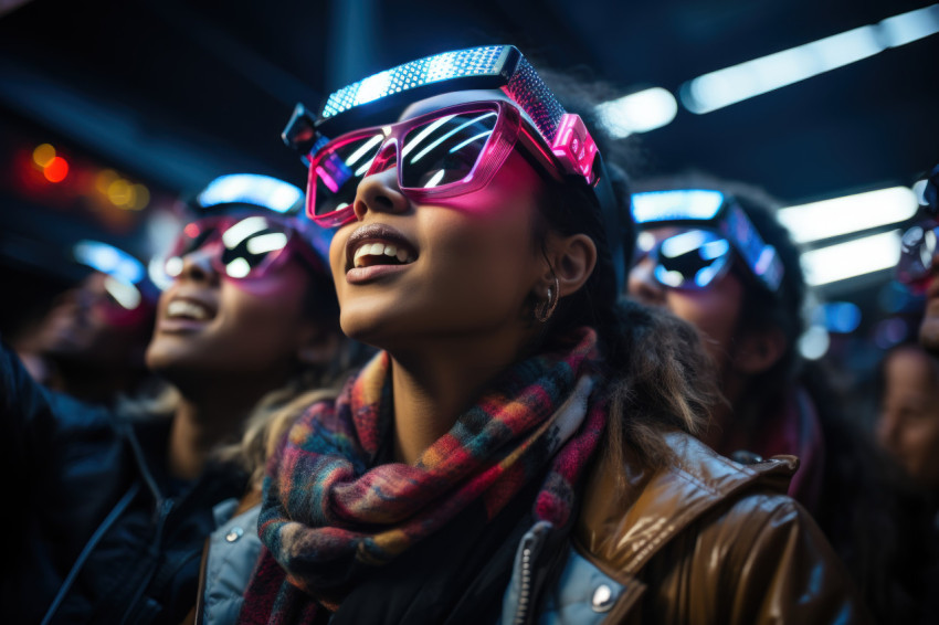 Ar glasses enhancing live music performances, futurism image