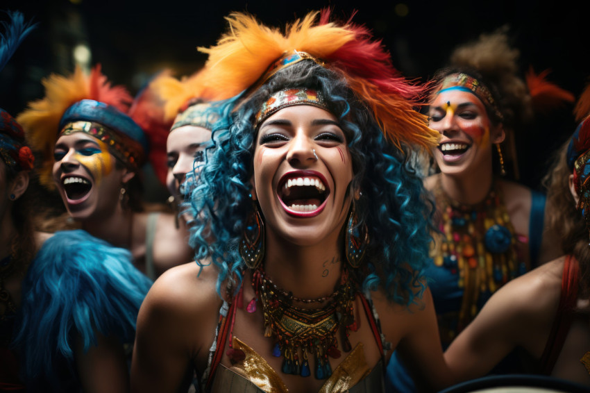 Dynamic carnival beats drummers in vibrant costumes Dynamic carnival beats drummers in vibrant costumes
