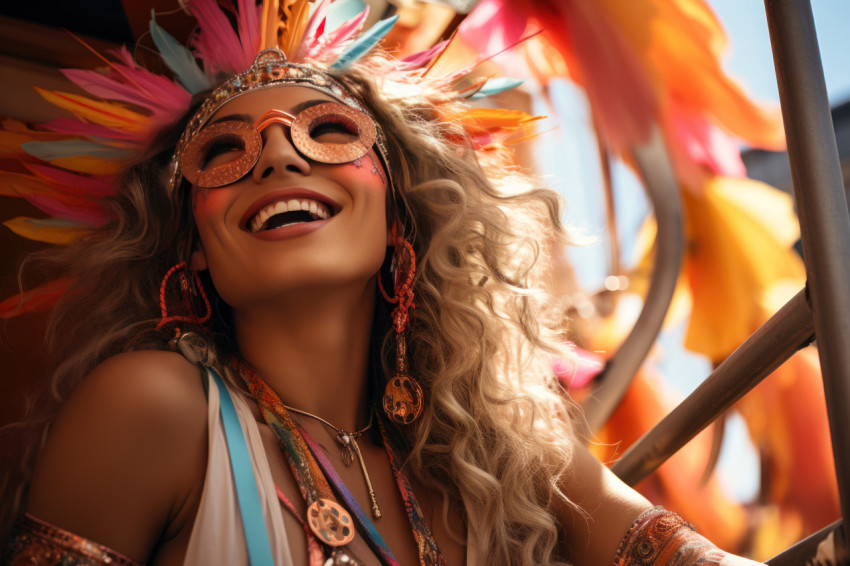 Masked excitement woman enjoying carnival