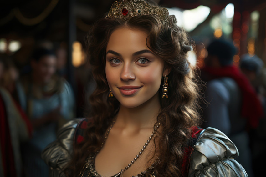 Renaissance fair elegantly adorned attendees