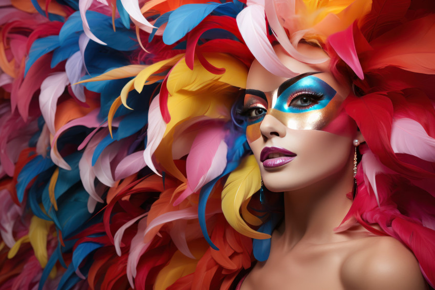 Colorful aerial artistry masked performers in carnival