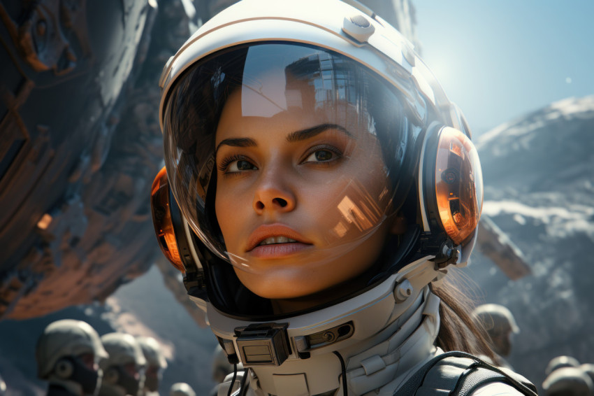 Vanguard woman signifying exploration strength Vanguard woman signifying exploration strength