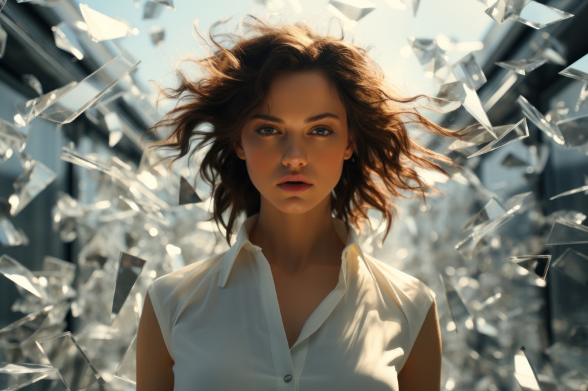 A woman breaking the glass ceiling
