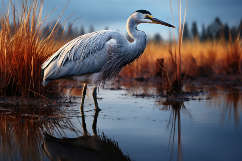 Heron grace in shallow waters