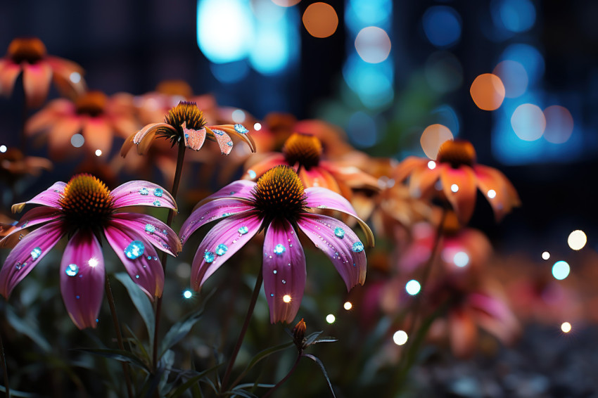 Floral constellations blooms shining under the night