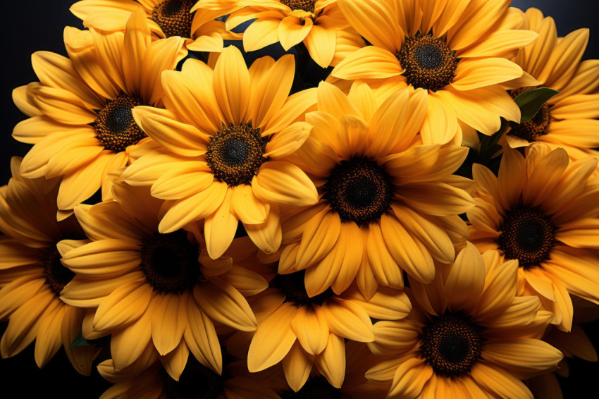 Monochromatic sunflowers revealing beauty