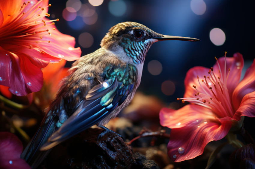 Feathered wonders hummingbird swift dance among blossoms