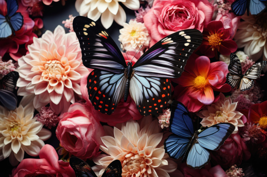 Beauty butterflies wings unveiled as they grace the flowers