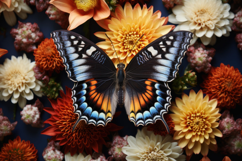 Nature elegance butterfly resting on daisies Nature elegance butterfly resting on daisies