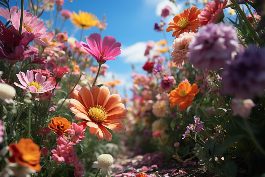 Nature touch footprints treading amongst blooms Nature touch footprints treading amongst blooms