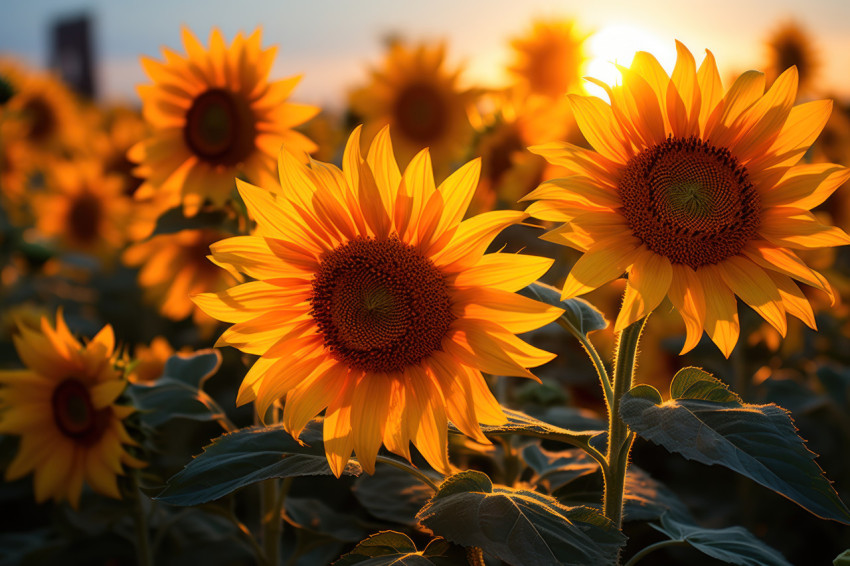 A stunning sunflower field at the peak of its beauty A stunning sunflower field at the peak of its beauty