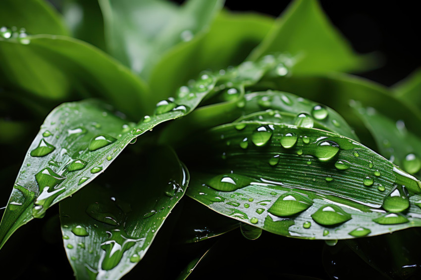 A delicate dance of raindrops on verdant leaves showcasing water vital and nurturing touch A delicate dance of raindrops on verdant leaves showcasing water vital and nurturing touch