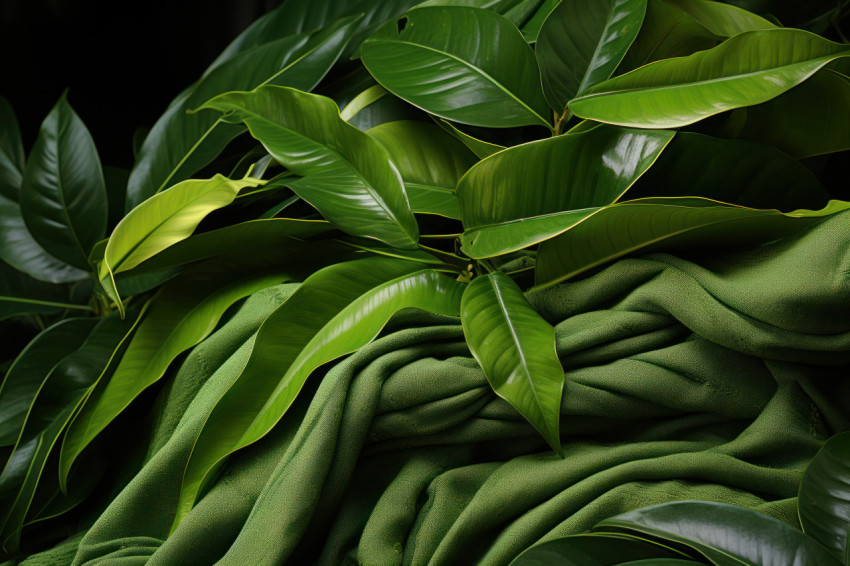 Green leaves forming a comforting blanket of protection Green leaves forming a comforting blanket of protection