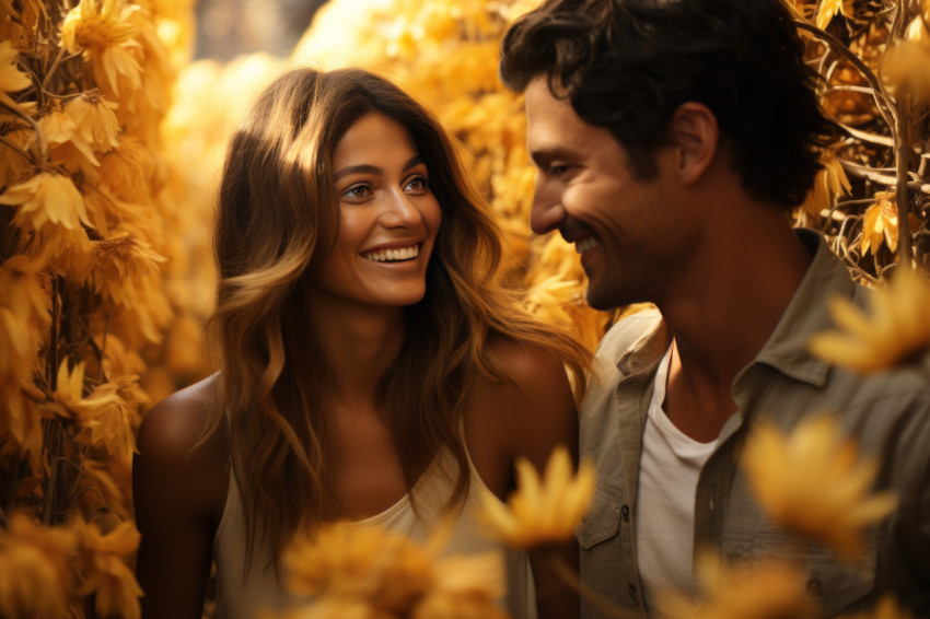 A couple adventure in a sunflower maze A couple adventure in a sunflower maze