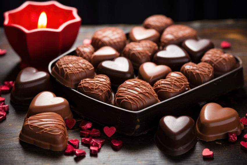 Vintage typewriter and heart shaped chocolates Vintage typewriter and heart shaped chocolates