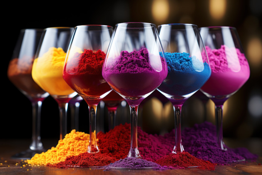Celebrating holi elegance in wine glasses Celebrating holi elegance in wine glasses