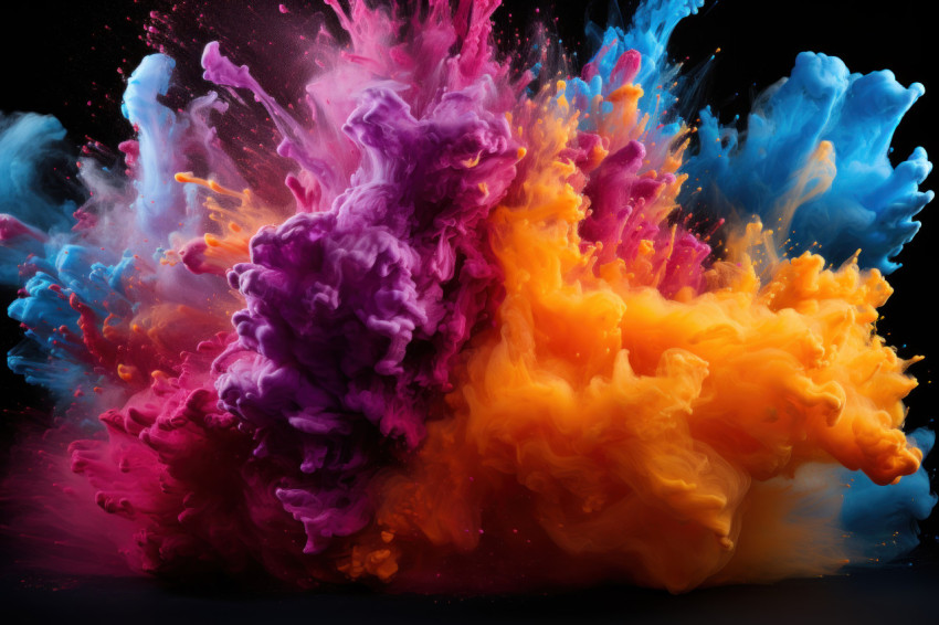 Stunning stillness frozen holi powder explosion Stunning stillness frozen holi powder explosion