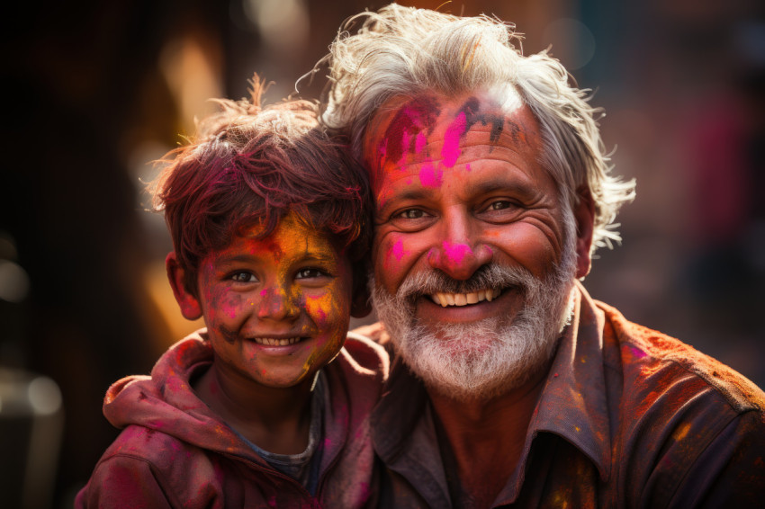 Old and young share festive colors Old and young share festive colors