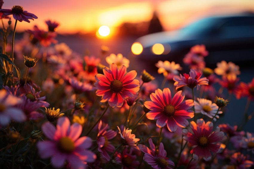 Floral sunset serenade nature palette in evening light Floral sunset serenade nature palette in evening light