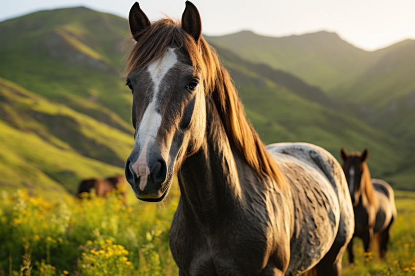 Morning light amidst wild horse Morning light amidst wild horse