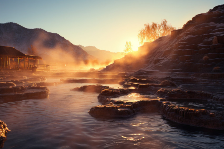 Tranquility in hot spring ambiance Tranquility in hot spring ambiance