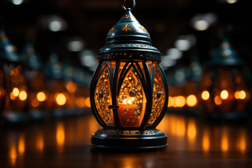 A traditional islamic lantern lit up in the night A traditional islamic lantern lit up in the night