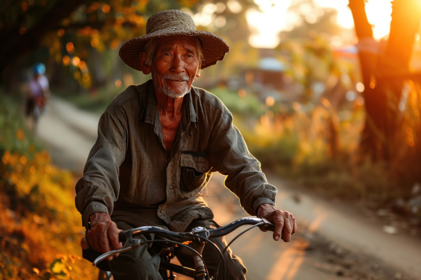 Old man on a bicycle Old man on a bicycle