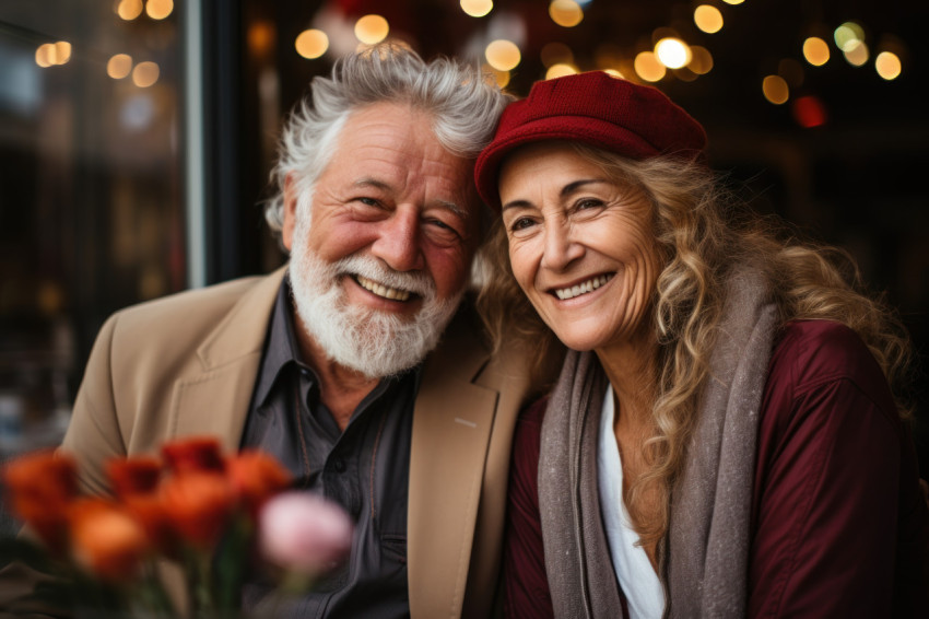Aged couple relaxing at an outdoor cafe Aged couple relaxing at an outdoor cafe