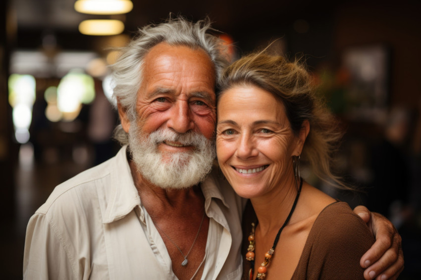Senior man and woman sharing a close moment Senior man and woman sharing a close moment