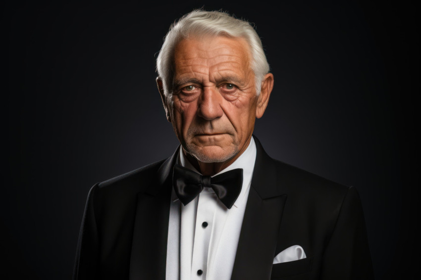 Senior gentleman exuding tuxedo style Senior gentleman exuding tuxedo style