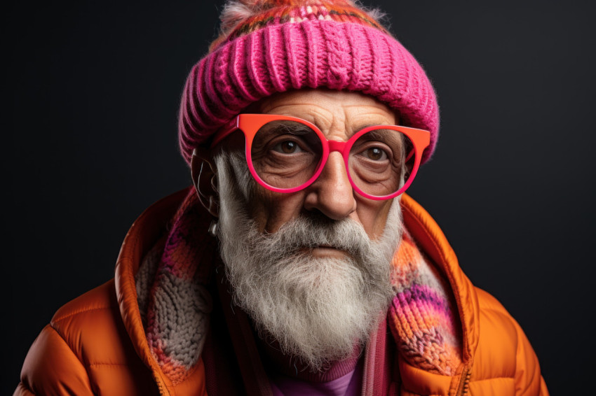 Stylish older man in cap glasses and full beard Stylish older man in cap glasses and full beard