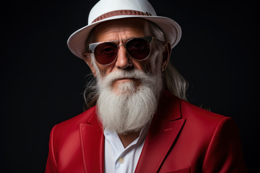 Aged gentleman in suit sunglasses and beard Aged gentleman in suit sunglasses and beard