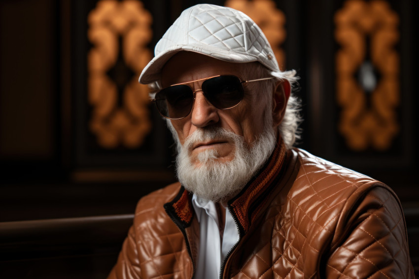 Fashionable old man with cap and sunglasses Fashionable old man with cap and sunglasses