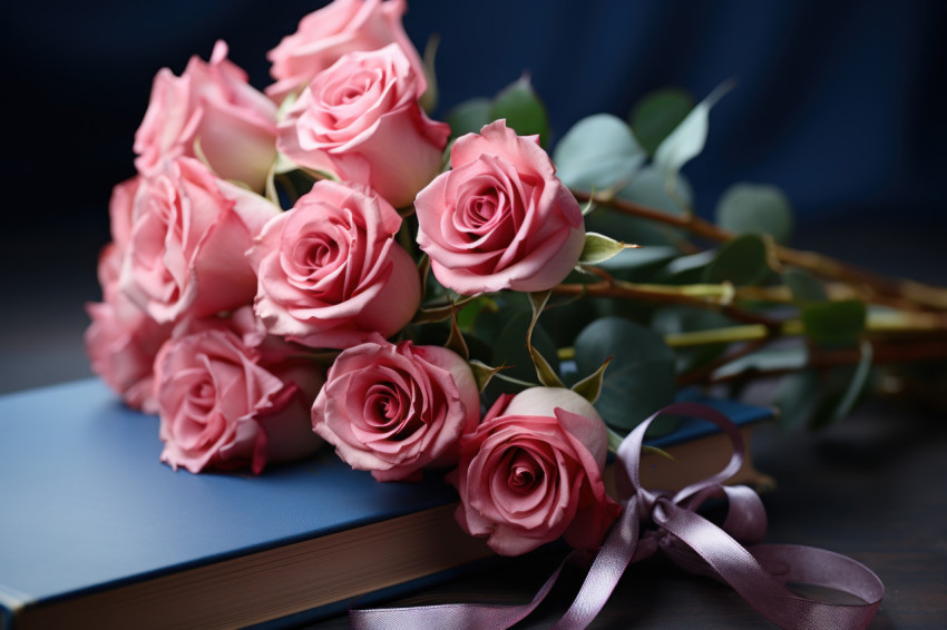 Celebrating teacher day with notebooks and roses Celebrating teacher day with notebooks and roses