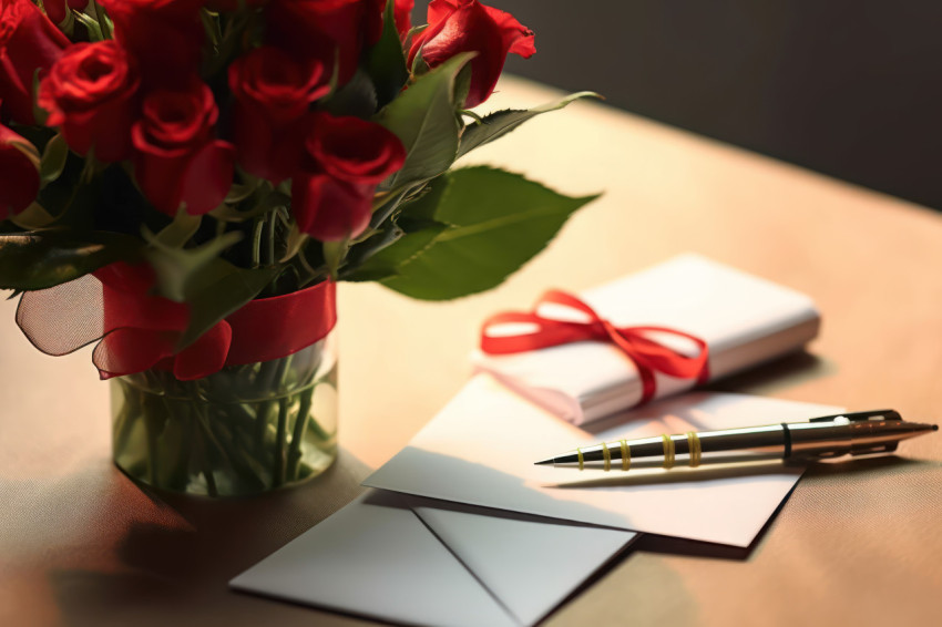 Bouquet blank envelope and pen arrangement Bouquet blank envelope and pen arrangement