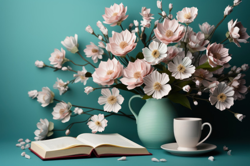 Colorful flowers and a notebook with happy teachers day written on it celebrating and appreciating educators with gratitude and love Colorful flowers and a notebook with happy teachers day written on it celebrating and appreciating educators with gratitude and love