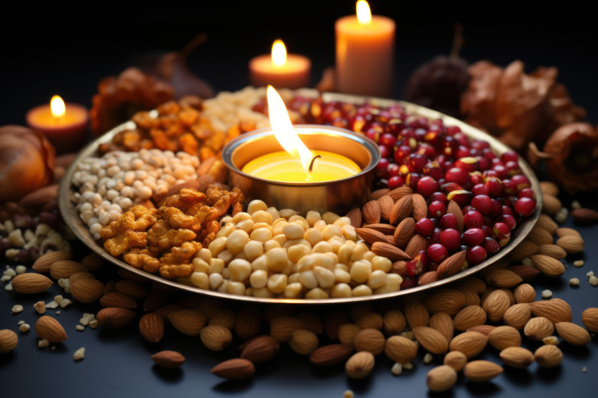 A lohri celebration with a nut decorated frame spreading festive cheer and warmth A lohri celebration with a nut decorated frame spreading festive cheer and warmth
