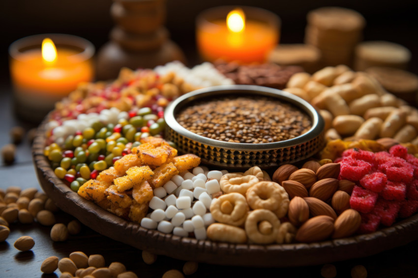 Celebrating lohri with a joyous display of various snacks and sweets Celebrating lohri with a joyous display of various snacks and sweets