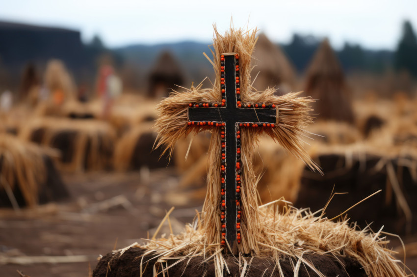 Large cross with pheromone in front symbolizing spiritual connection and natural attraction Large cross with pheromone in front symbolizing spiritual connection and natural attraction